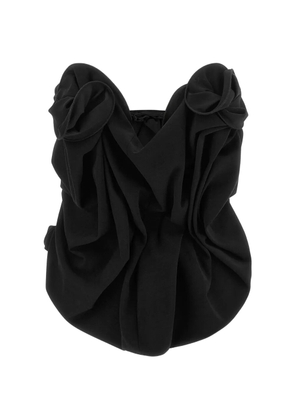Magda Butrym floral-appliqué draped corset top - Black