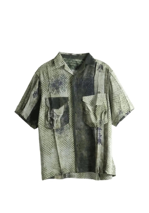 Ziggy Chen patchwork-effect short-sleeve shirt - Green