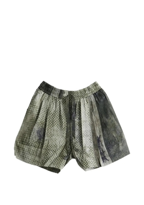 Ziggy Chen patterned silk shorts - Green