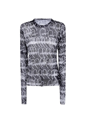 Maria Calderara graphic-print mesh T-shirt - Black