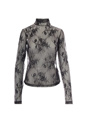 Patrizia Pepe lace-overlay high-neck top - Black
