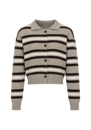 Brunello Cucinelli striped ribbed cardigan - Grey