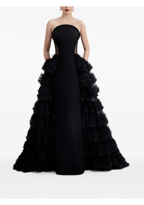 Gemy Maalouf ruffled-trim strapless gown - Black
