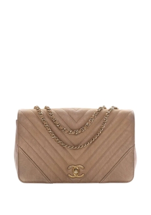 CHANEL Pre-Owned 2019 Medium Chevron Iridescent Caviar Statement Flap crossbody bag - Gold