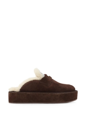 Miu Miu shearling-lined platform mules - Brown