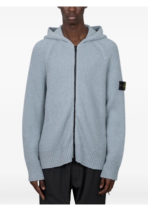 Stone Island 5100005 full rib cotton bouclé hooded zip-up jumper - Grey