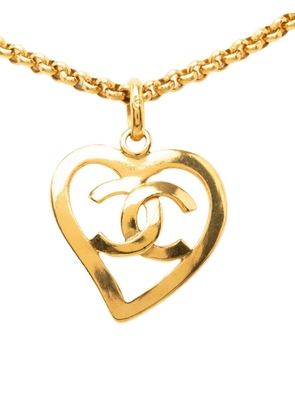 CHANEL Pre-Owned 1995 CC Gold Plated Heart Pendant Necklace costume necklace