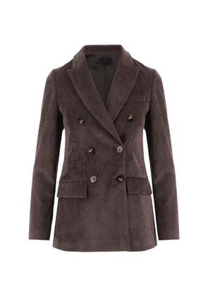 F.It double-breasted corduroy blazer - Brown