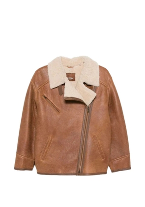 ISABEL MARANT shearling-collar leather jacket - Brown