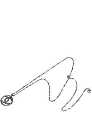 CHANEL Pre-Owned 2019 CC Ruthenium Plated Strass Pendant Necklace costume necklace - Black