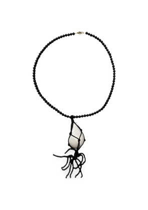 MAYOL bead-embellished shell-pendant necklace - Black