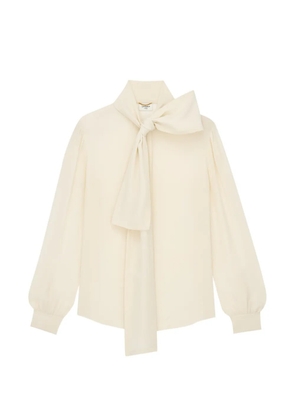 Saint Laurent Lavallière blouse in silk crepe de chine - Neutrals