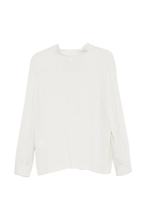 Giorgio Armani tie-back high-neck silk blouse - Neutrals