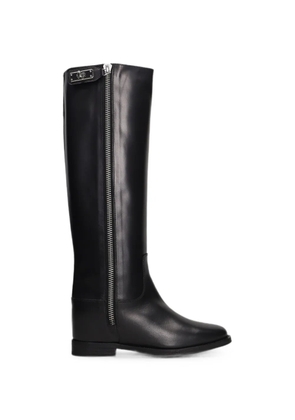 Via Roma 15 zip-fastening buckle-detail knee-high boots - Black