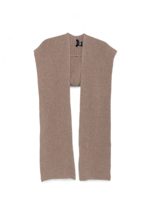 Soeur ribbed-knit hooded scarf - Neutrals