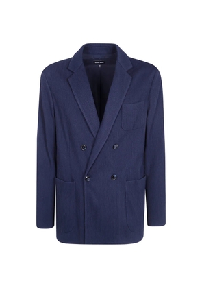 Giorgio Armani double-breasted ribbed blazer - Blue