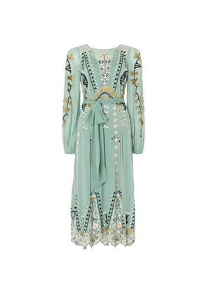Temperley London Rosalba floral-embroidered midi dress - Green