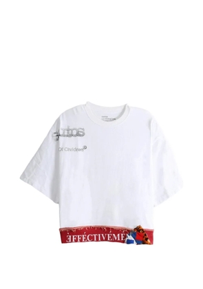 SAITOS slogan-print raw-edge T-shirt - White