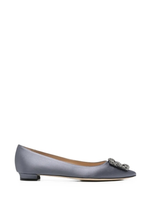 Manolo Blahnik crystal-embellished ballet flats - Blue