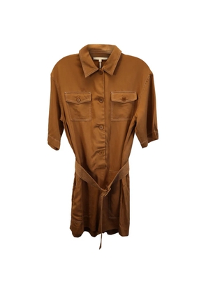 Maje belted button-front romper - Brown