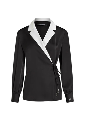Karl Lagerfeld satin-finish wrap blouse - Black