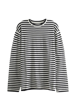 extreme cashmere N°452 Rock striped long-sleeve T-shirt - White