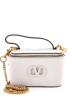 Valentino Garavani Pre-Owned VLogo Top Handle Vanity Case Leather shoulder bag - White