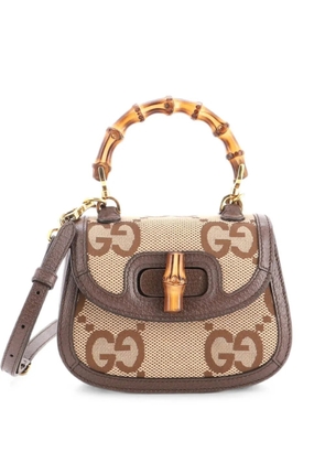 Gucci Pre-Owned Bamboo 1947 Top Handle Bag Jumbo GG Canvas Mini crossbody bag - Brown