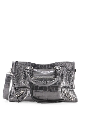 Balenciaga Pre-Owned City Classic Studs Bag Crocodile Embossed Leather Small satchel - Grey