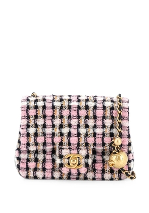 CHANEL Pre-Owned Pearl Crush Square Flap Bag Quilted Tweed Mini crossbody bag - Pink