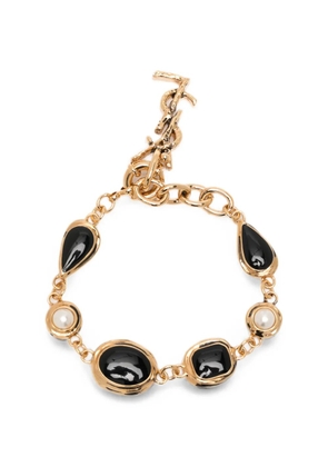 Saint Laurent cabochon-embellished faux-pearl bracelet - Gold