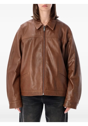 Haikure zip-up leather jacket - Brown