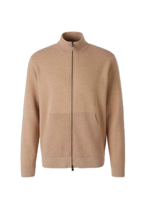 Canali zip-up elbow-patch sweater - Brown