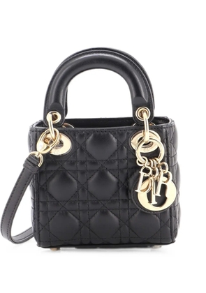 Christian Dior Pre-Owned Lady Dior Bag Cannage Quilt Lambskin Micro shoulder bag - Black