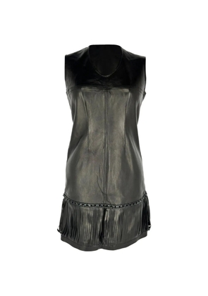 Saint Laurent Pre-Owned fringe leather dress - Black