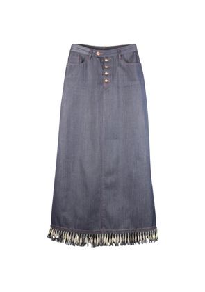 Jean Paul Gaultier Pre-Owned fringed button-up maxi skirt - Blue