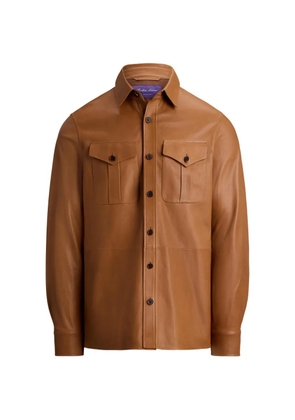 Ralph Lauren Purple Label Purple Label cargo-pocket leather overshirt - Brown