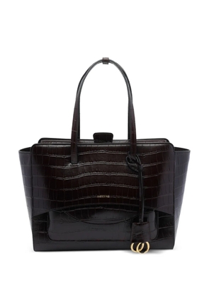 HIDESINS Medium Flap croc-effect patent leather tote bag - Brown