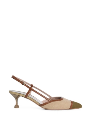 Roberto Festa Delfina leather-trim canvas heeled pumps - Neutrals