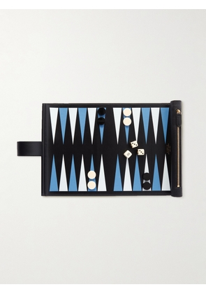 Smythson - Travel Panama Cross-Grain Leather Backgammon Roll - Men - Black