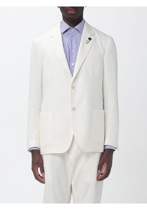 LARDINI Single-Breasted Blazer in Virgin Wool and Linen