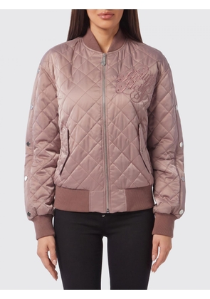 PHILIPP PLEIN Cropped Quilted Nylon Bomber Jacket with Embroidered Collar