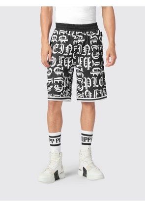 PHILIPP PLEIN Gothic Jersey Sport Shorts with Monogram Logo Print