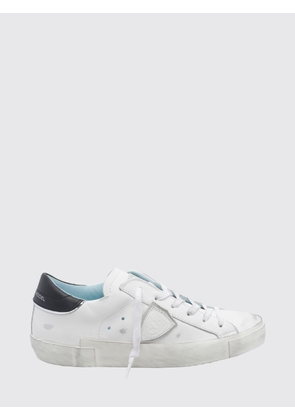 PHILIPPE MODEL Prsx Bicolour Low-Top Calfskin Trainers with Shield Logo