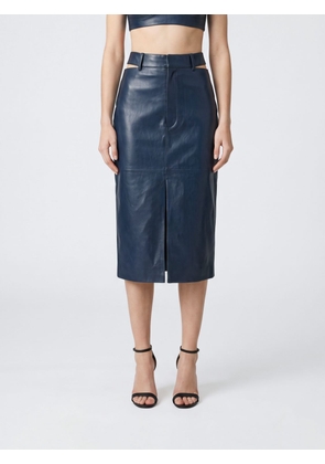 JIL SANDER Cut-Out High-Waist Leather Midi Pencil Skirt with Front Slit