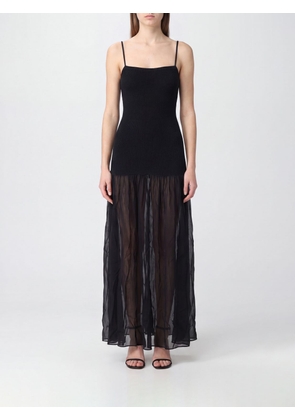 HUNZA G Seersucker Jersey Midi Dress with a Square Neckline and Thin Straps
