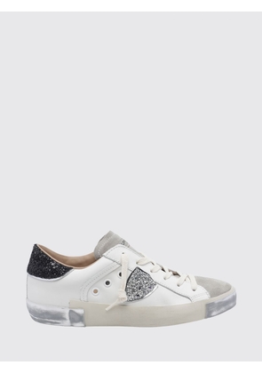 PHILIPPE MODEL Prsx Bicolour Low-Top Calfskin Trainers with Shield Logo
