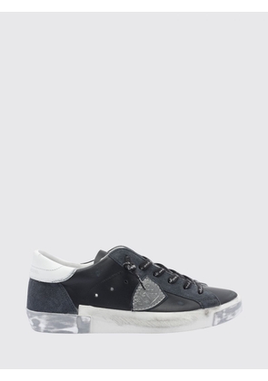 PHILIPPE MODEL Prsx Bicolour Low-Top Calfskin Trainers with Shield Logo