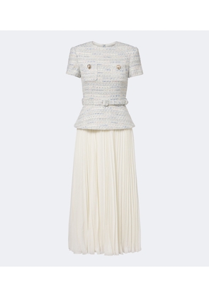 Self-Portrait Belted boucle and chiffon midi dress
