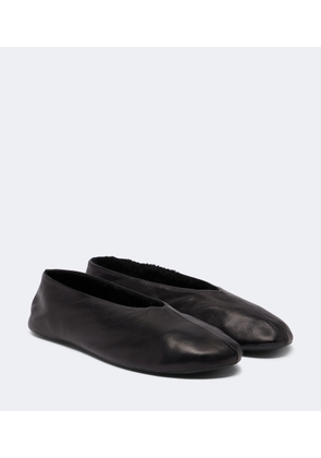 The Row Stella shearling-trimmed leather ballet flats